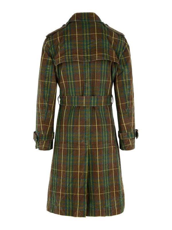 BURBERRY: short coats online - Dark Green Cotton Trench Coat
