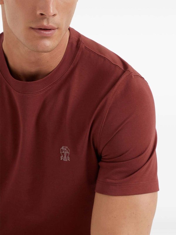 Tシャツ・カットソー Brunello Cucinelli T-shirts Red Brunello Cucinelli T Shirt Red Mens Brunello Cucinelli