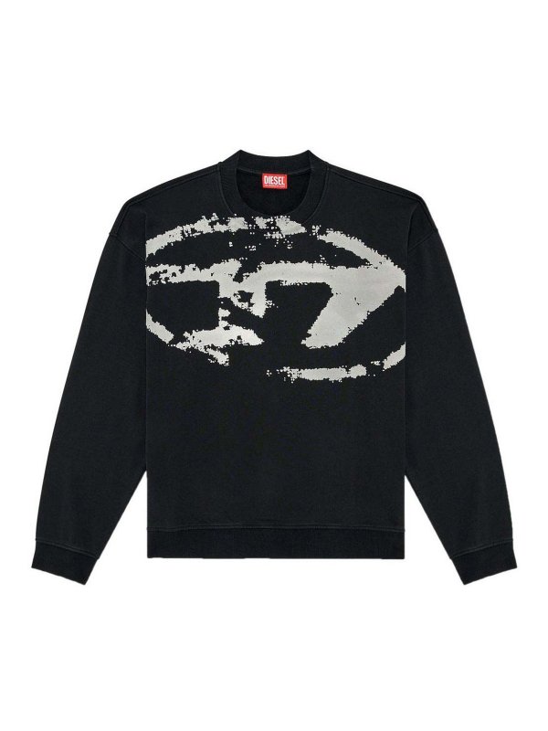 DIESEL: Strickpullover mit Rundhalsausschnitt - Rundhalspullover - Schwarz