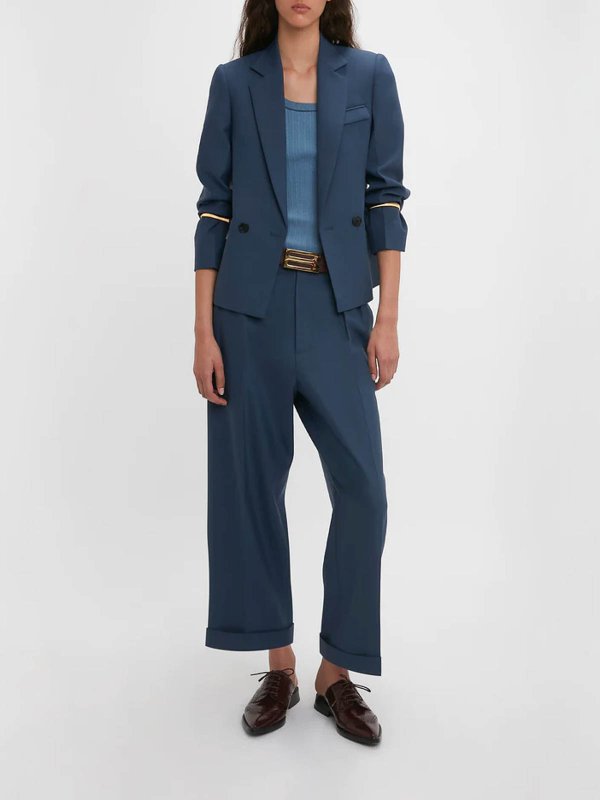 VICTORIA BECKHAM: casual jackets online - Double Breasted Jacket In Heritage Blue