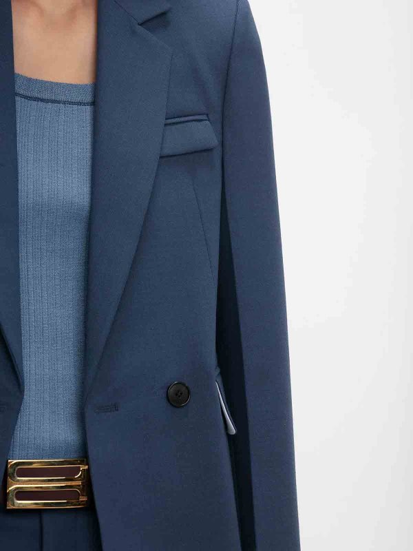 Double Breasted Jacket In Heritage Blue shop online: VICTORIA BECKHAM