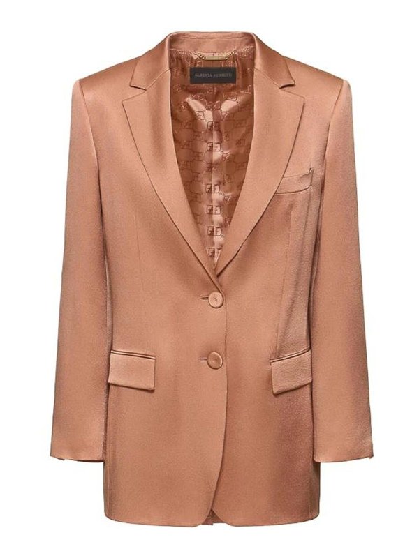 ALBERTA FERRETTI: casual jackets - Oversized Single-Breasted Satin Jacket