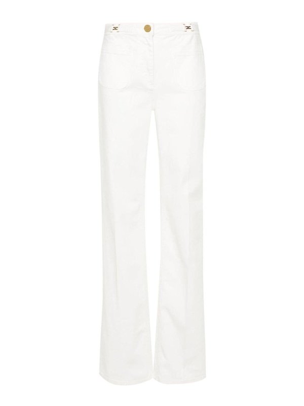 ELISABETTA FRANCHI: ブーツカットジーンズ - ブーツカットジーンズ - 白