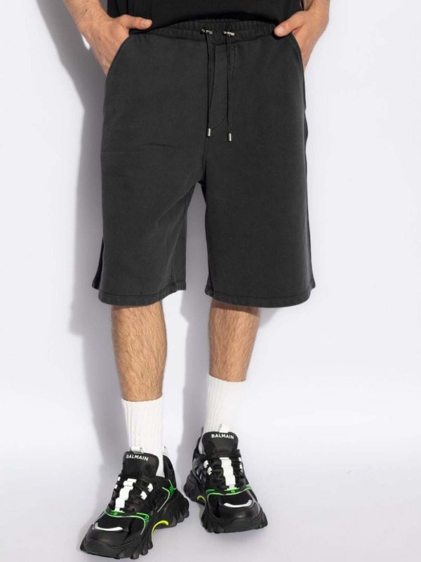 The Best Shops Balmain: Trousers Shorts - Logo Embroided Track Shorts