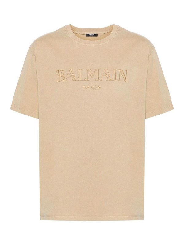 Balmain: T-shirts - T-Shirt - Beige