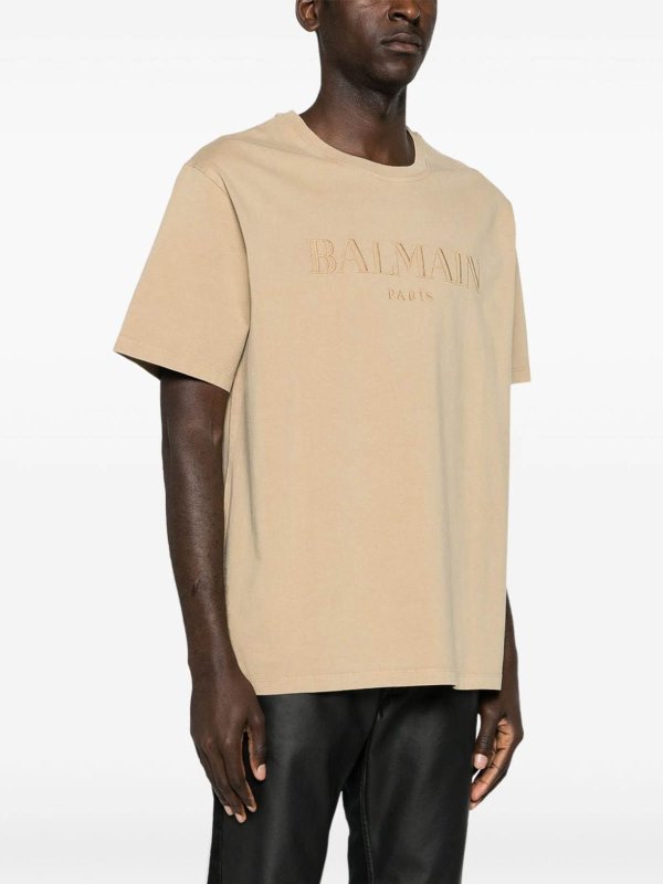 Balmain: T-shirts online - T-Shirt - Beige