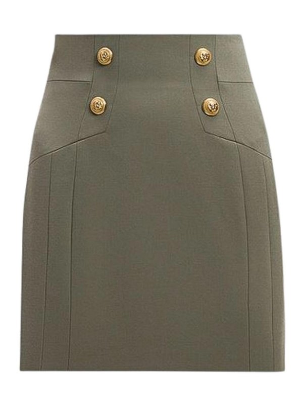 Balmain: Faldas media pierna y semilargas - Falda Semilarga - Verde