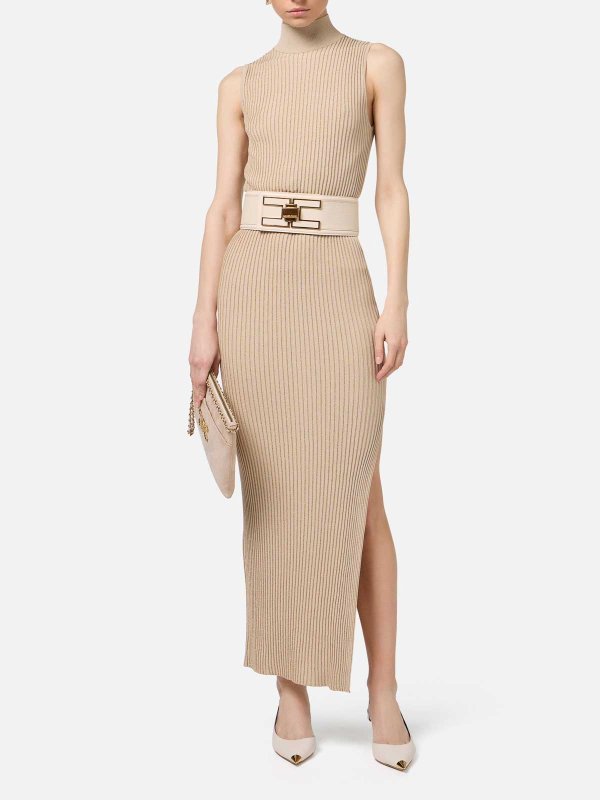 ELISABETTA FRANCHI: maxi dresses online - Midi Dress In Ribbed Viscose And Lurex