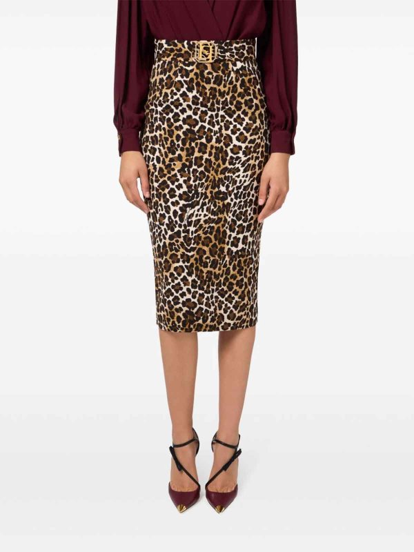ELISABETTA FRANCHI: Knee length skirts & Midi online - Midi Skirt In Crpe Animalier
