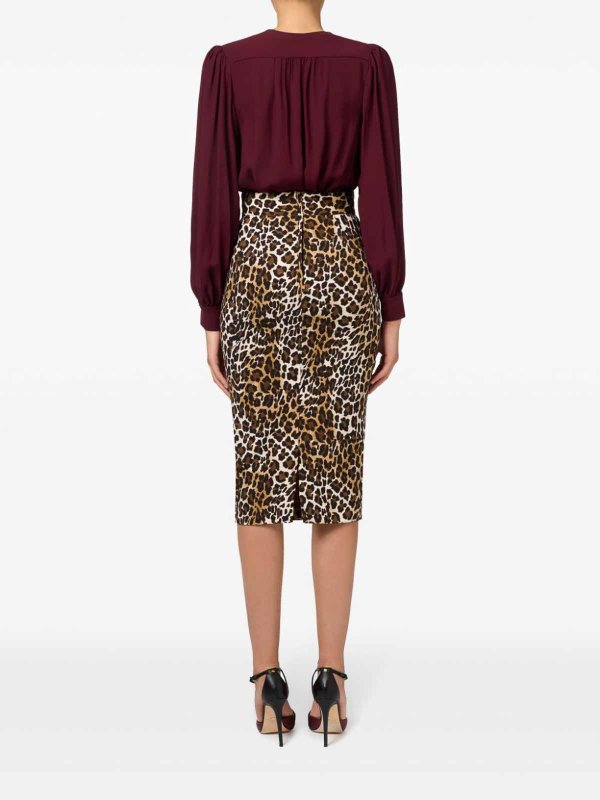 Midi Skirt In Crpe Animalier shop online: ELISABETTA FRANCHI