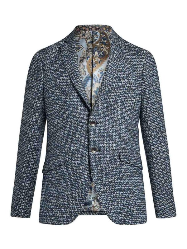 ETRO: casual jackets - Single-Breasted Wool Jacket