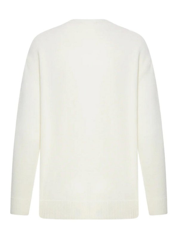 Max Mara: Strickpullover mit Rundhalsausschnitt online - Rundhalspullover - Weiß