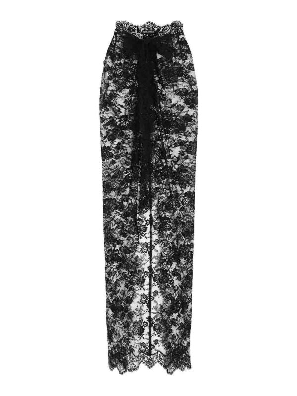 DOLCE & GABBANA: ニーレングススカート＆ミディ丈 - 膝丈/ミディスカート - 黒