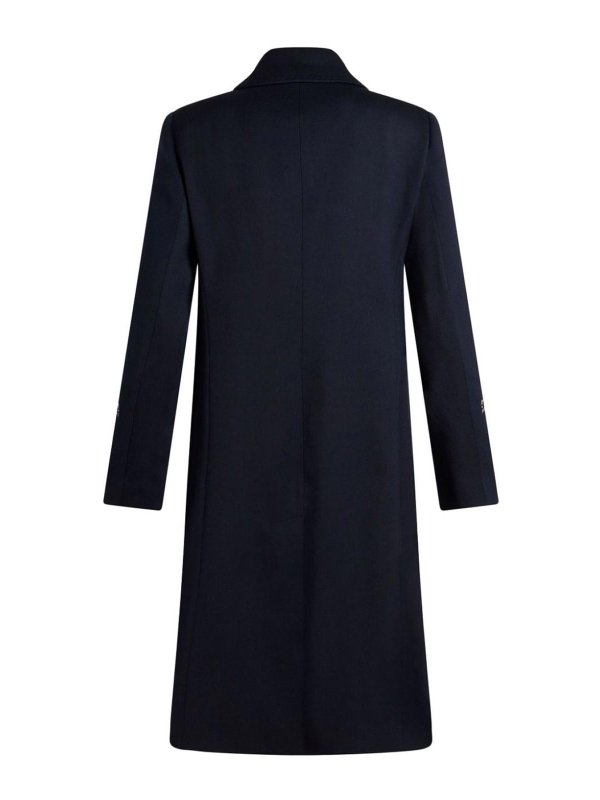 ETRO: short coats online - Blue Gabardine Coat With Embroidery