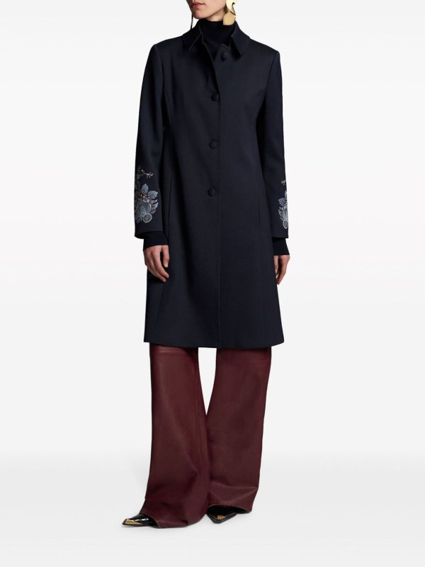 Blue Gabardine Coat With Embroidery shop online: ETRO