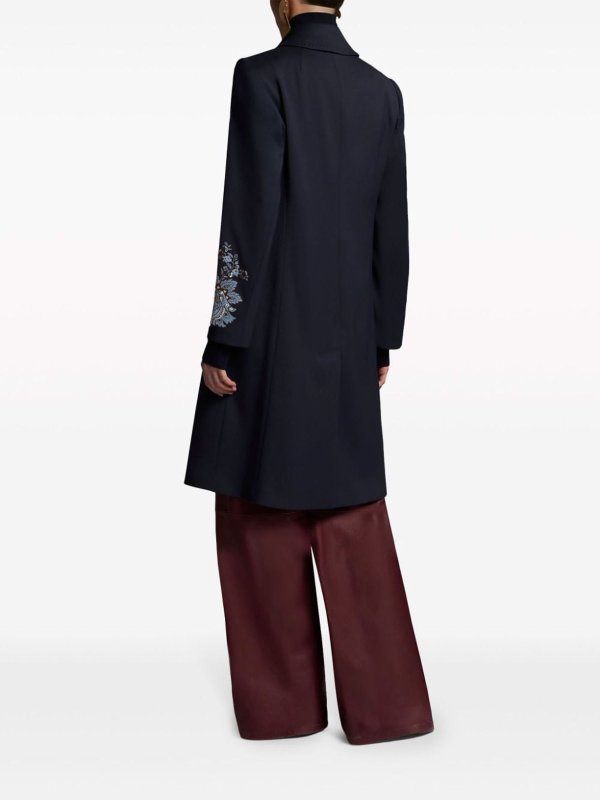 ETRO buy online Blue Gabardine Coat With Embroidery