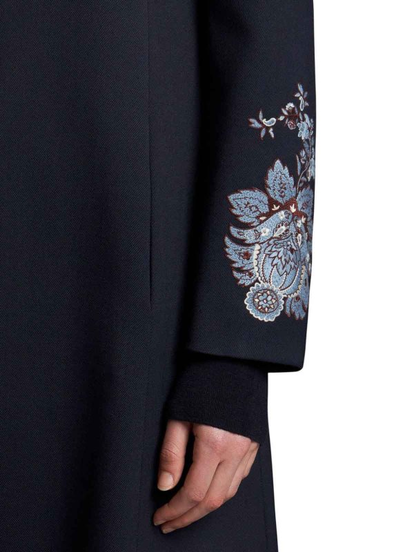 The Best Shops ETRO: Blue Gabardine Coat With Embroidery