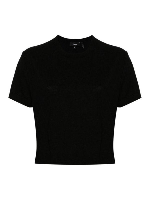 Theory: t-shirts - Crop Wool T-Shirt