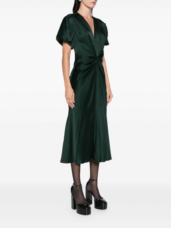 マキシドレス - ダークグリーン shop online: VICTORIA BECKHAM