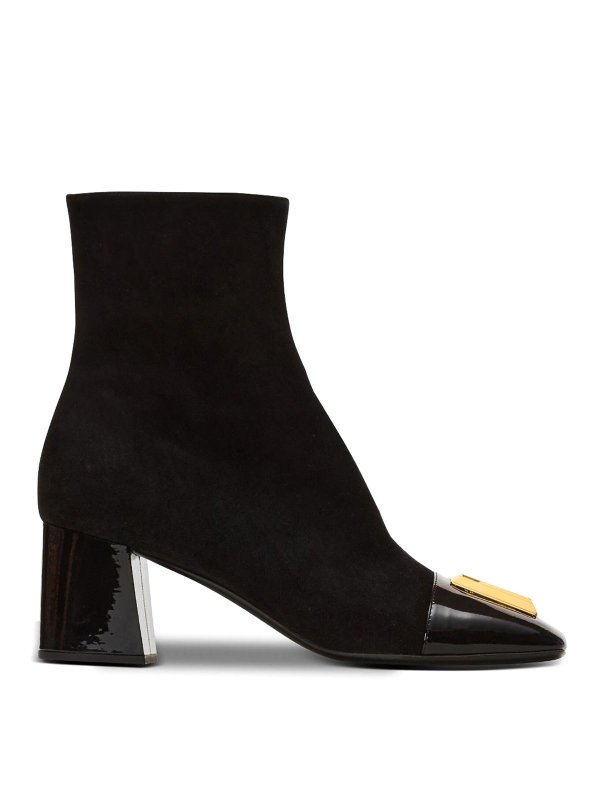 Balmain: ankle boots - Edna Ankle Boots In Suede With Patent Toe
