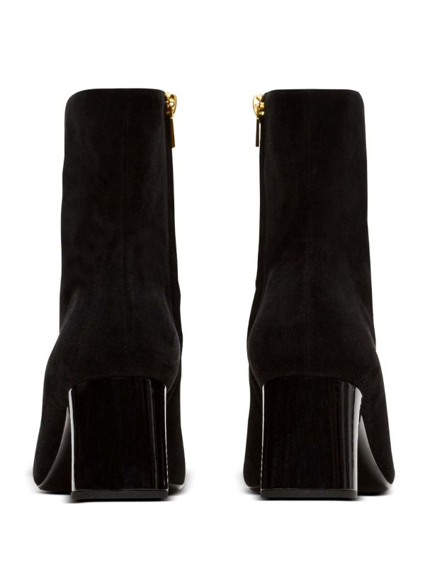Edna Ankle Boots In Suede With Patent Toe shop online: Balmain