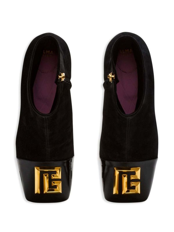 Balmain buy online Edna Ankle Boots In Suede With Patent Toe