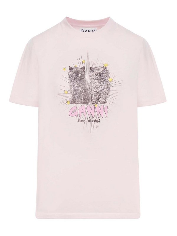 GANNI: T-shirts - T-Shirt - Weiß
