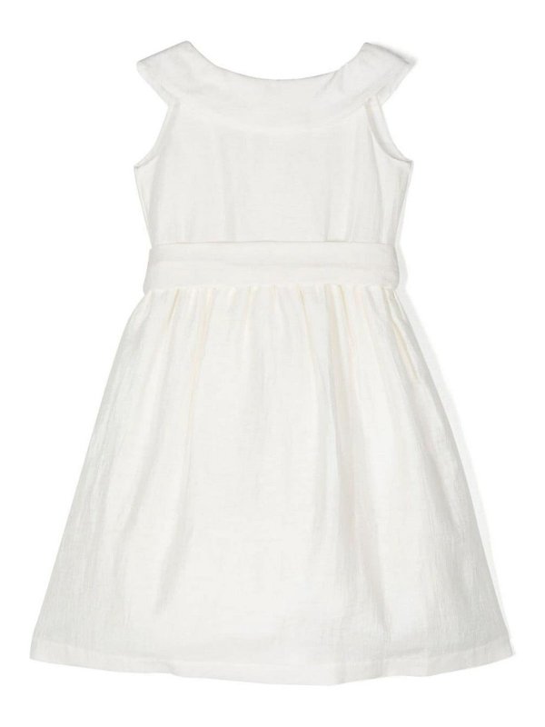 Il Gufo: Knielange Kleider - Knielanges Kleid - Weiß