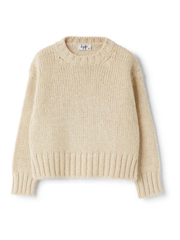 Il Gufo: Strickpullover mit Rundhalsausschnitt - Rundhalspullover - Beige