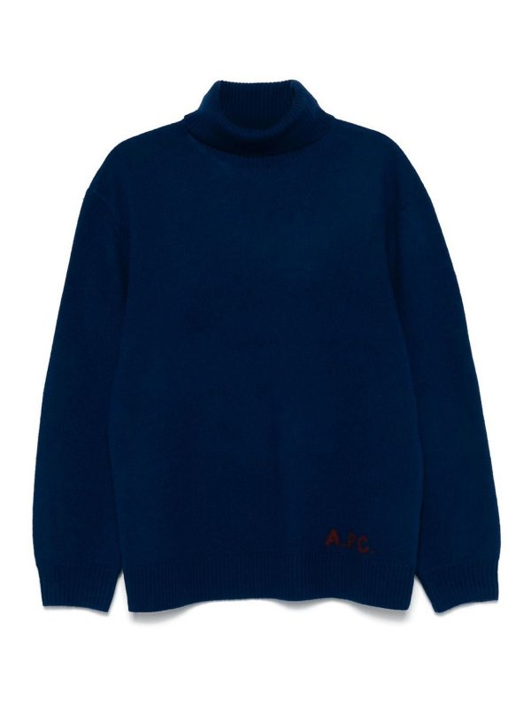 A.P.C.: Strickpullover mit Rundhalsausschnitt - Rundhalspullover - Blau