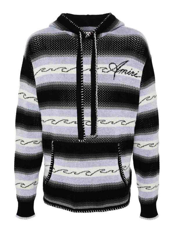AMIRI: Felpe e maglie - Felpa con cappuccio lavorata a maglia a righe