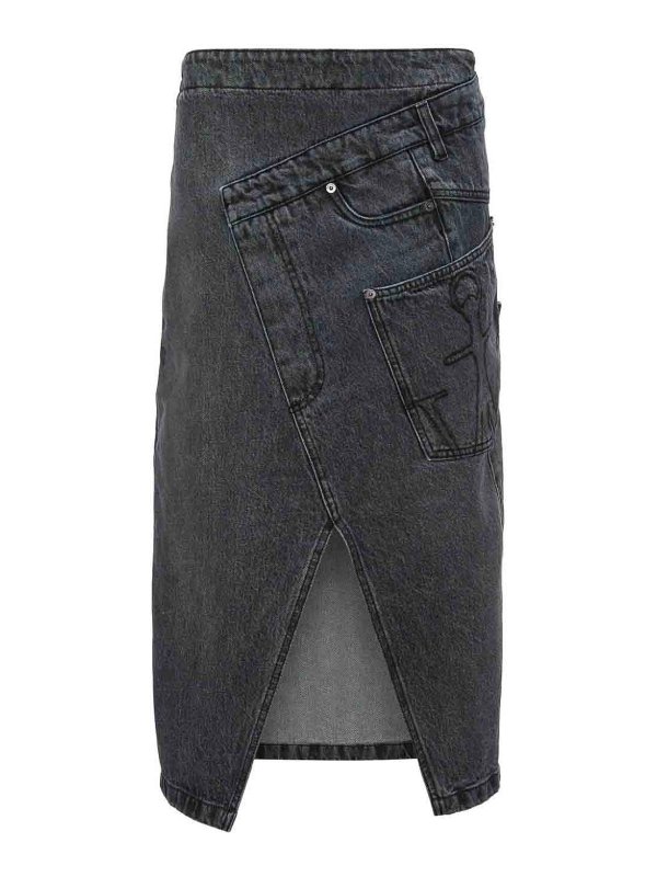J.W. ANDERSON: Knee length skirts & Midi - Twisted Denim Midi Skirt