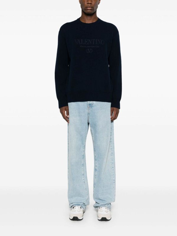 VALENTINO GARAVANI: crew necks online - Logo Knitted Jumper