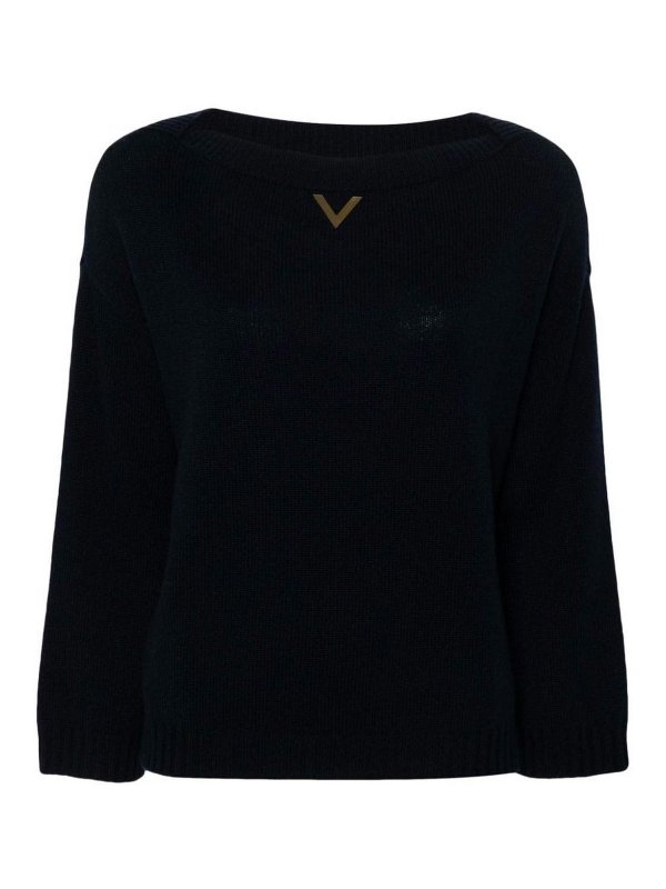 VALENTINO GARAVANI: Strickpullover mit Rundhalsausschnitt - Rundhalspullover - Blau