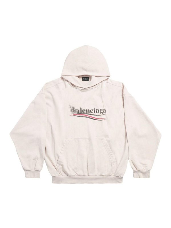 BALENCIAGA: Sweatshirts & Sweaters - Political Stencil Cotton Hoodie
