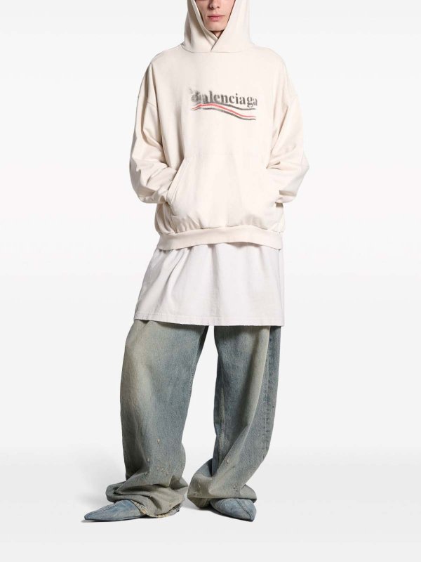BALENCIAGA: Sweatshirts & Sweaters online - Political Stencil Cotton Hoodie