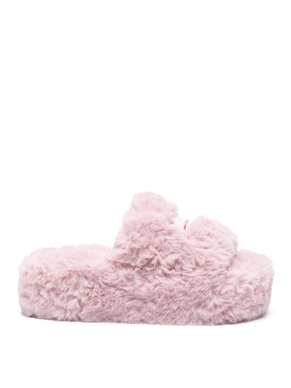 BALENCIAGA: flip flops - Furry Platform Slides