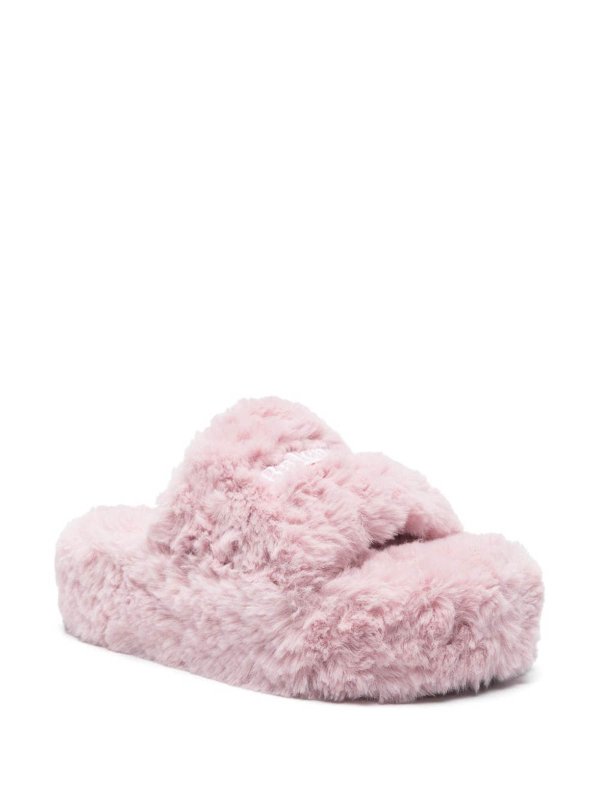 BALENCIAGA: flip flops online - Furry Platform Slides
