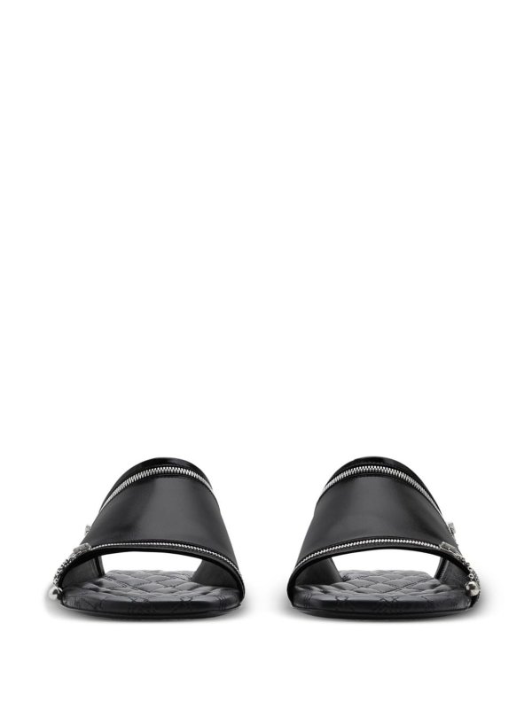 BURBERRY: sandals online - Zip Flat Leather Sandals