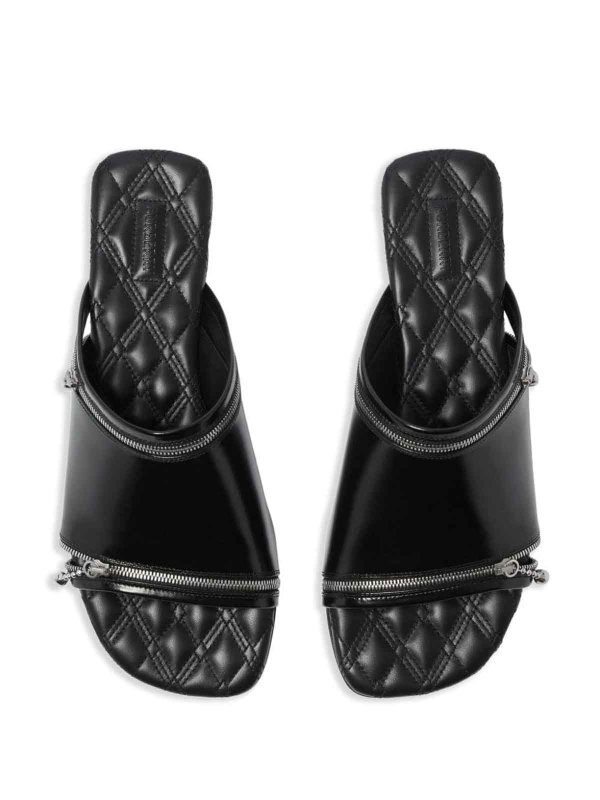 The Best Shops BURBERRY: sandals - Zip Flat Leather Sandals