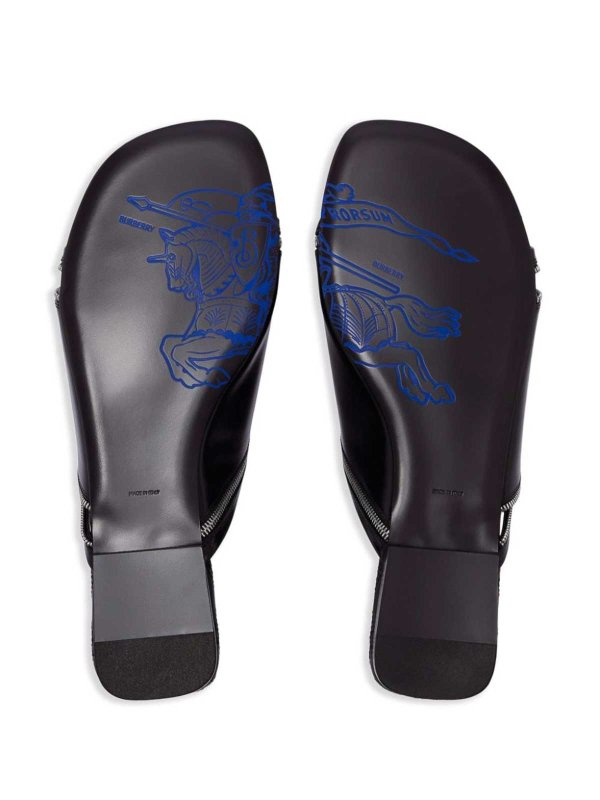 Zip Flat Leather Sandals shop online: BURBERRY