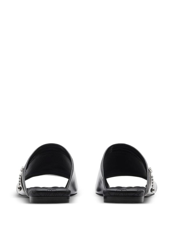 BURBERRY buy online Zip Flat Leather Sandals
