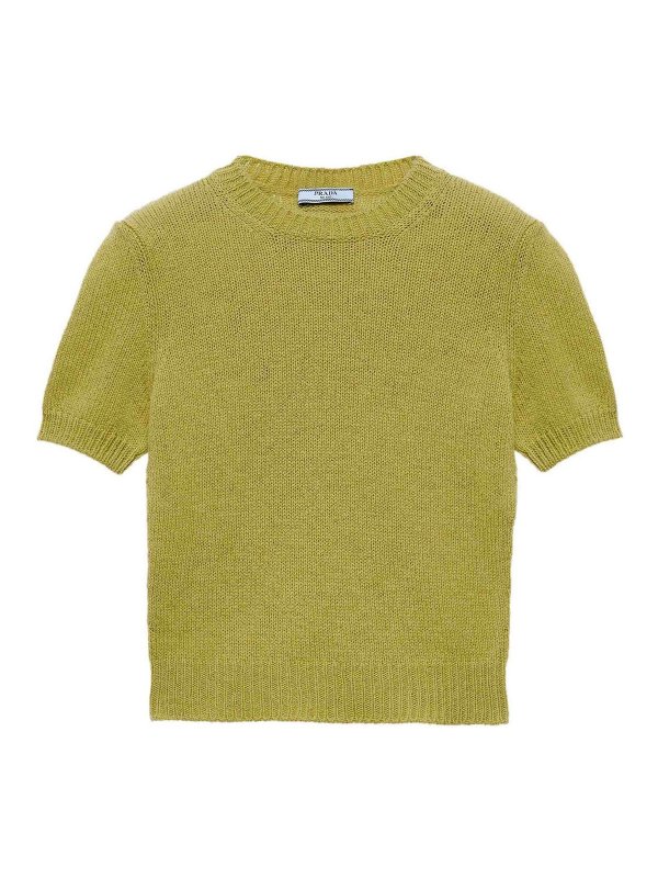 PRADA: crew necks - Short-Sleeve Cashmere Sweater