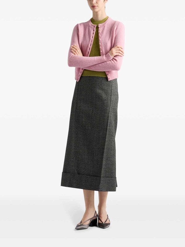 PRADA: crew necks online - Short-Sleeve Cashmere Sweater