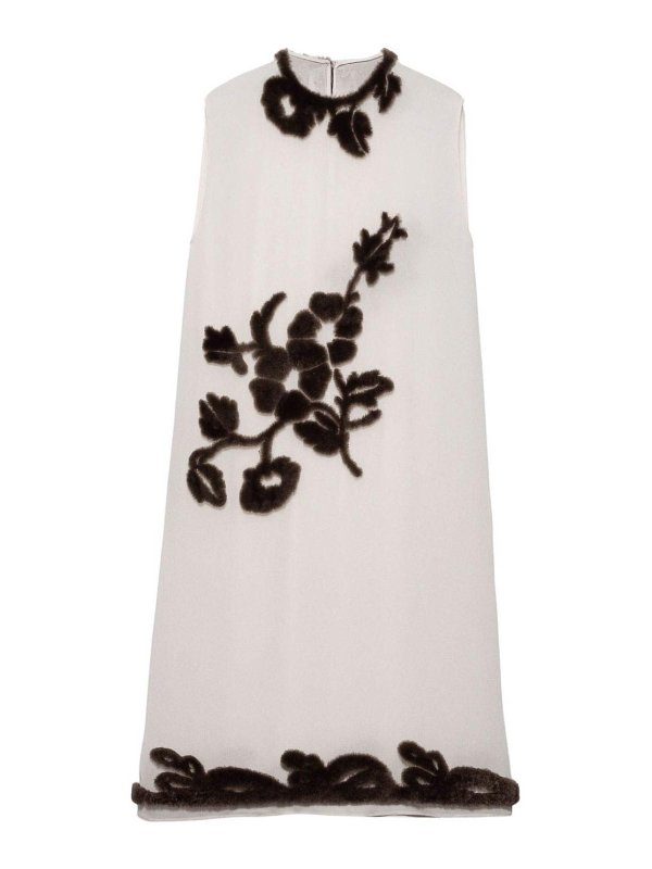 PRADA: knee length dresses - Embroidered Georgette Dress