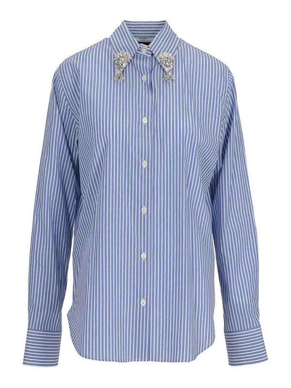 PRADA: shirts - Poplin Shirts Stripe Embroidery