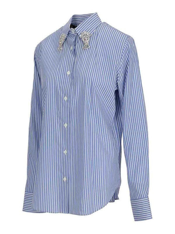 PRADA: shirts online - Poplin Shirts Stripe Embroidery