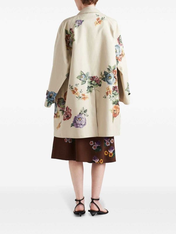 The Best Shops PRADA: short coats - Floral-Print Single-Breasted Coat