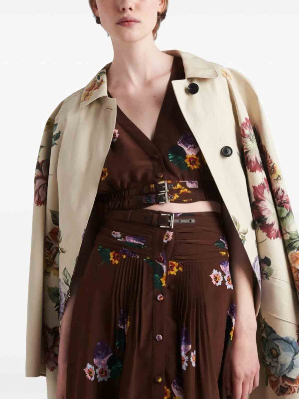 PRADA buy online Floral-Print Single-Breasted Coat