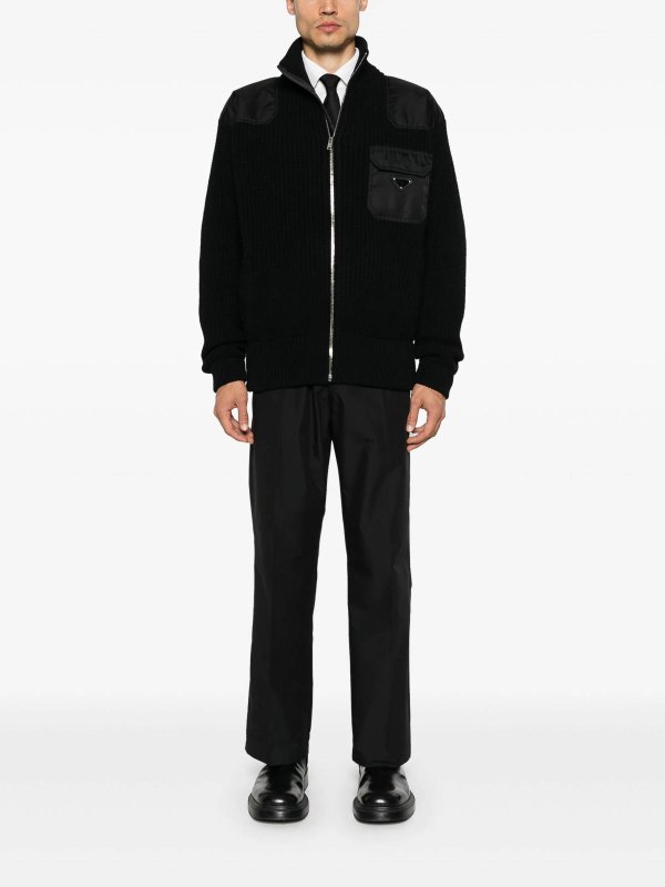 PRADA: cardigans online - Re-Nylon-Panelling Cardigan